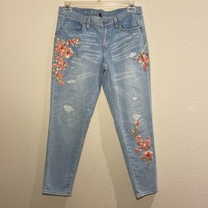 White House black market, denim distress pants.